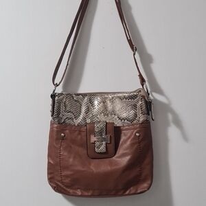 Fiorelli Chic Brown and Snake Print Crossbody Bag
